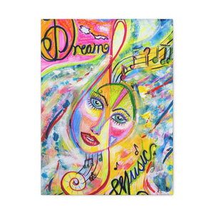 Art Musical Abstract Colorful Lady Dreaming Music Art  Canvas Print
