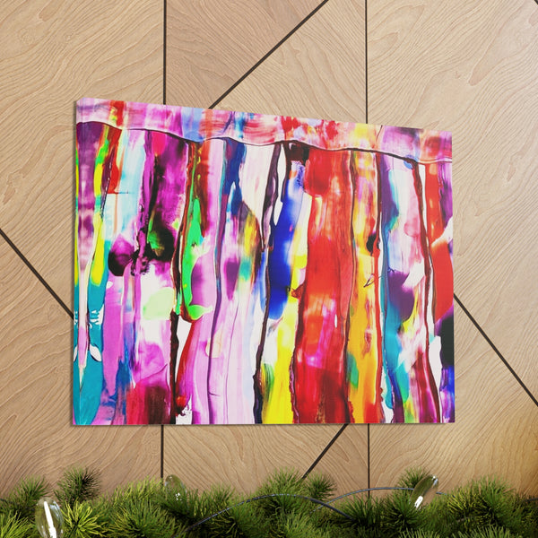 Abstract Canvas Colorful Print Art  Pink Purple Blue Hues Orange Green Yellow Flow  Canvas Print  Curtains by D.V.L