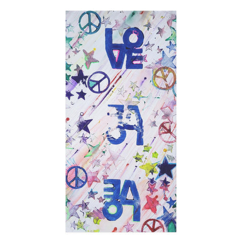 Beach Towel Mink Cotton Love Peace Big Cozy Original Art  All You Need is Love   DVL