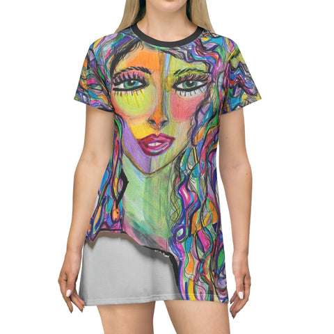 T-shirt Dress Abstract Lady Art Original Colorful Fun  ARIANNA    by DVL