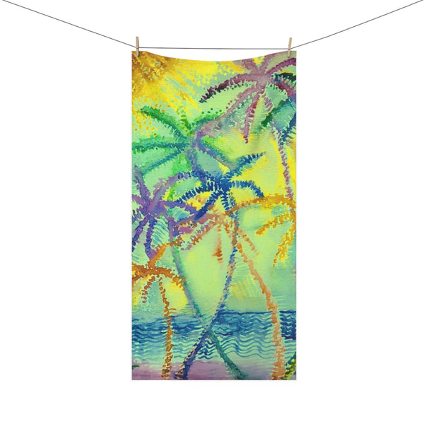 Beach Towels  Palmtrees Cool Colors  Ocean Mink Cotton  Delicious Decadant Towels Evening Palms by D.V.L