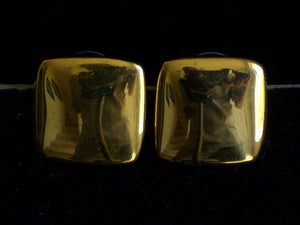 Anne Klein Vintage Signed Gold Tone Square Stud Earrings
