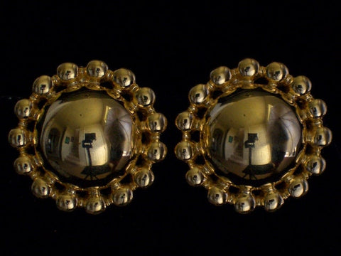 Anne Klein Vintage Signed Flower Gold Tone Stud Earrings