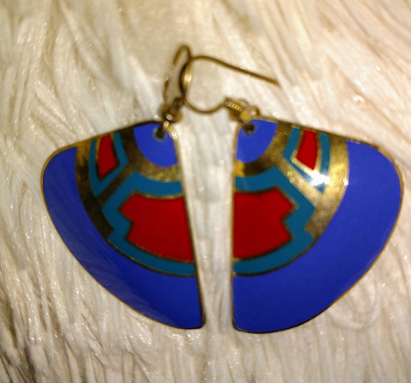 Laurel Burch Earrings Artistic classics. Bold colors, great design. Excellent condition   beautiful 80s Style Earwear