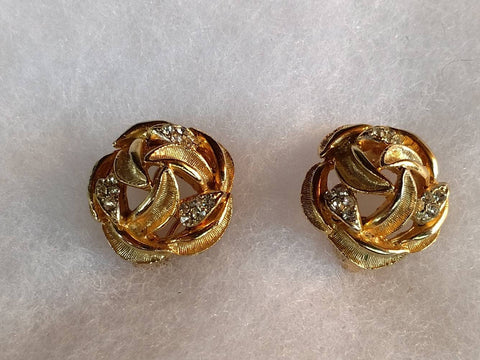 Earrings in Classic Swirl Design by BSK. Garnish with Rhinestones. .