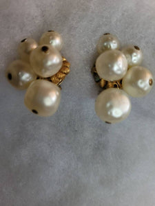 Hattie  Carnegie Faux Pearl Earrings  circa 50s