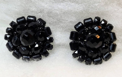 Givenchy signed 1970s Clssic Black Bead Earrings