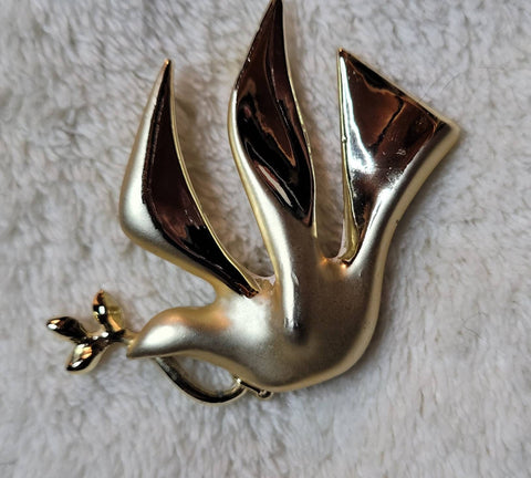 Golden Dove & Olive Branch Pin by Guiste