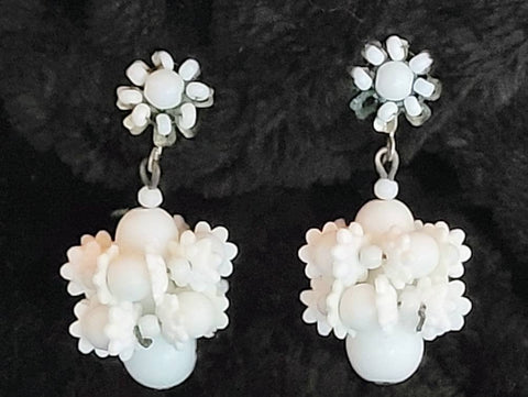 1930s Miriam Haskill White Earrings Handmade