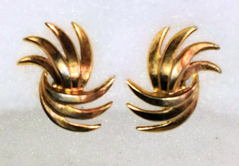 Trifari Stunning Gold Burst 60s Earrings