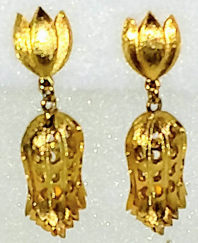 Trifari 70s Golden Rare Solid Swinging Earrings