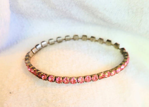Sixties Pink Rhinestone Chain Bracelet