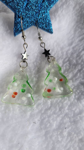 Tiny Glass Tree Earrings