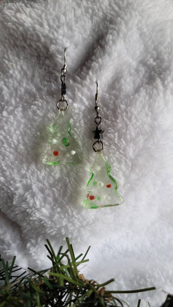 Tiny Glass Tree Earrings