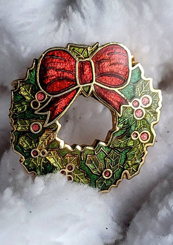 Christmas in Cloisonne Colorful Holiday Pin