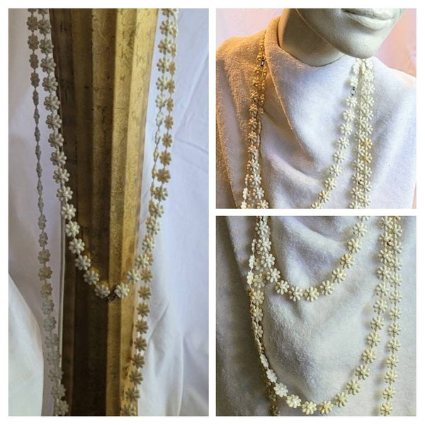 Deco Roaring Twenties & Thirties Early Vintage White Flapper Necklace 86 in..!
