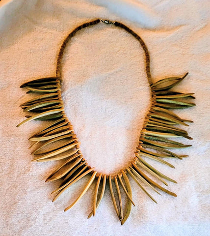 Wooden Jewelry  Eye Catching Spike Necklace Bohemian  Spiked Wood Organics