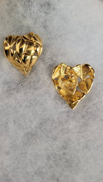 Vintage Valentines Hearts on Hearts Golden  Earrings