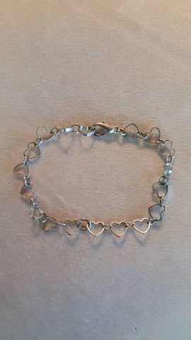 Vintage Valentines Bracelet Circle of Silver Hearts Bracelet