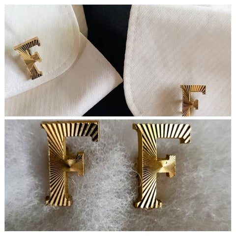 Vintage Cufflinks Initial "F" Fabulous Fifties Find..! Elegant Personalized Treasure from Our Mid Century Men's Collection