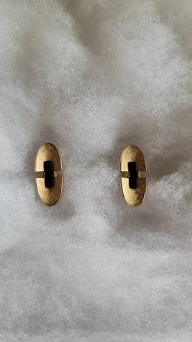 Vintage Gold with Black Glass Sleek Slim Cufflinks Dial Style 1960s. Mid Century Design in Time  Ladies Love A Man in asuit