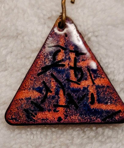 Enamel on Copper Pendant 1940s Abstract Handpainted Original Necklace