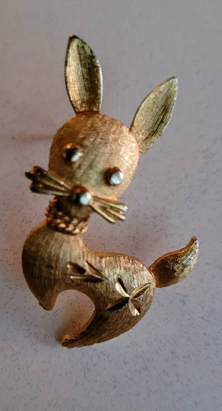 Mamselle  Pin  Golden Bunny Etched Detailed Ready 70 More Years