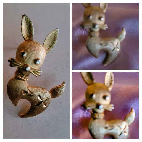 Mamselle  Pin  Golden Bunny Etched Detailed Ready 70 More Years