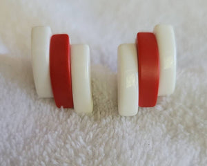 Earrings Say "Deco in the 1950s"  Reds and Whites Collection  Candy Stripe Treats