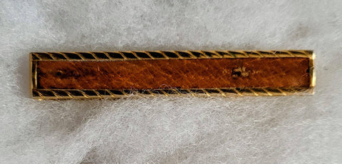 Swank Tie Bar 60s Circa Brown Leather on Gold from our Mid Century Men's Collection