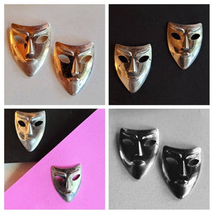 Faces Collection Earrings Stunning... Sleek... Unique... Mask of Slender Silver Faces Shiny For Hats... On Lapels Earrings Scarfs Accessorie