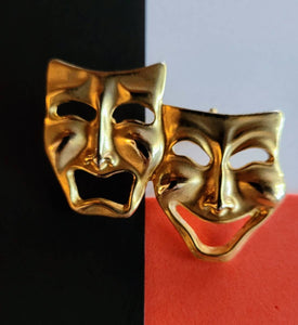 Faces Collection Lapel Pin  Pin for A Hat  Theater Comedy Or Tragedy Dramatic Faces of Gold with Extreme Expression of Life's Up and Downs.