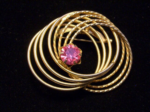 Sparkle Pretty in Pink... !   Delicate Dazzling Pin. Spirals Circles  Classic Cool 60's Style..!