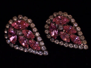 Rhinestone Sparkling Pretty In Pink..!  & Clear Teardrop Post Earrings.!!