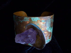 Patina Collection Vintage Vault (circa) 1988     Raw Crystal  Cuff Bracelet   by  V. Leriche