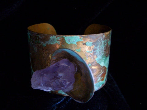 Patina Collection Vintage Vault (circa) 1988     Raw Crystal  Cuff Bracelet   by  V. Leriche