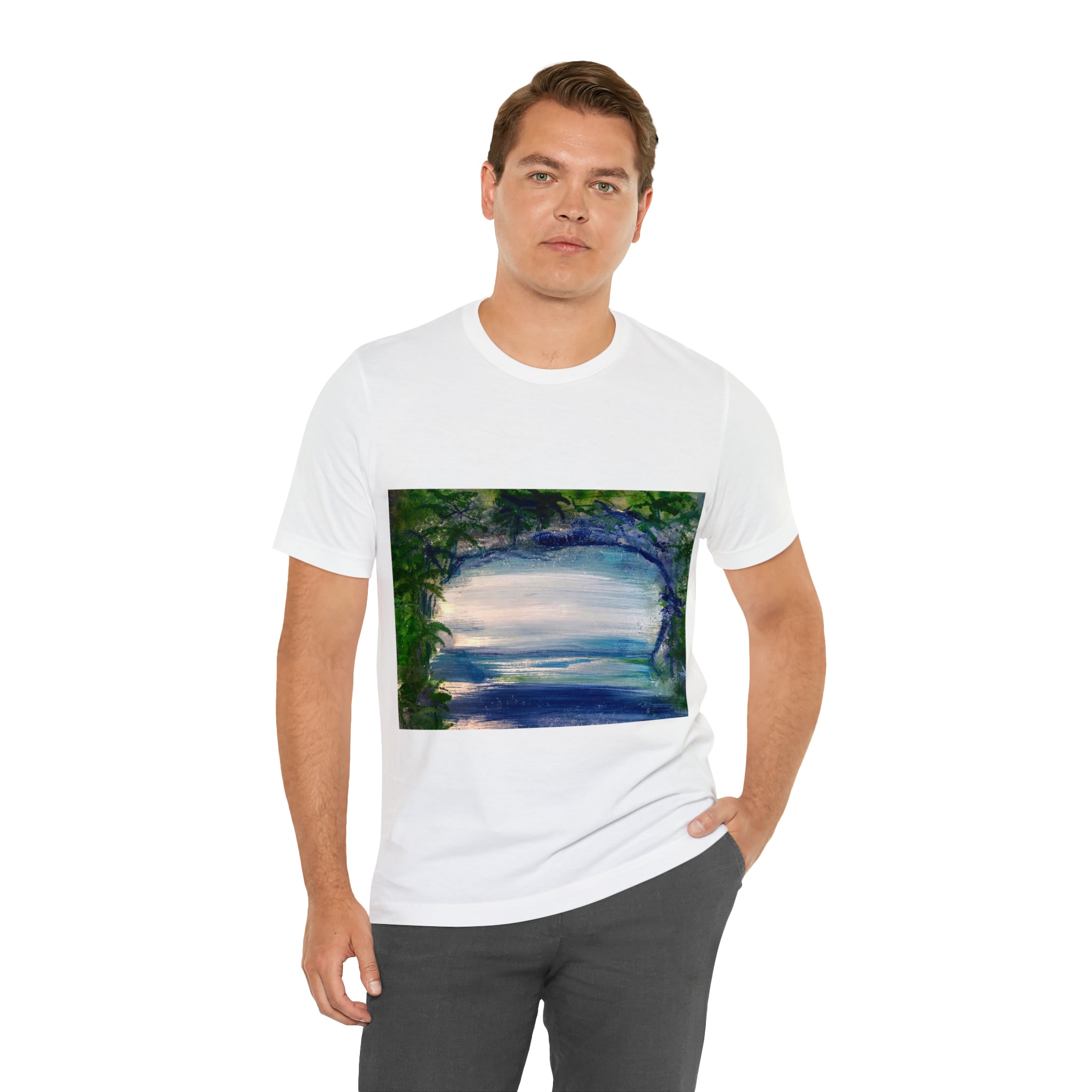 SECRET ISLAND CAVE 1 Wearable Art Unisex Jersey Short Sleeve Tee