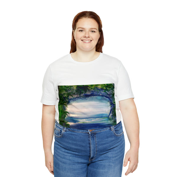 SECRET ISLAND CAVE 1 Wearable Art Unisex Jersey Short Sleeve Tee