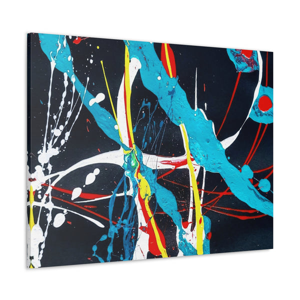 Abstract Wallart Black Canvas Print Bold Art  White Yellow Blue Red Print  Eight Times Two by D.V.L