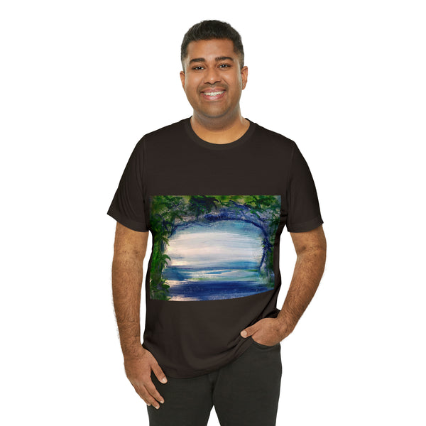 SECRET ISLAND CAVE 1 Wearable Art Unisex Jersey Short Sleeve Tee