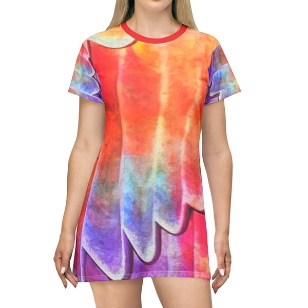 PLEATED PASTELS  T-Shirt Dress