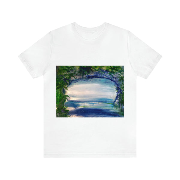 SECRET ISLAND CAVE 1 Wearable Art Unisex Jersey Short Sleeve Tee