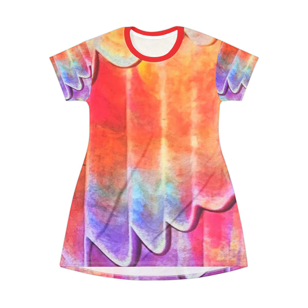 PLEATED PASTELS  T-Shirt Dress