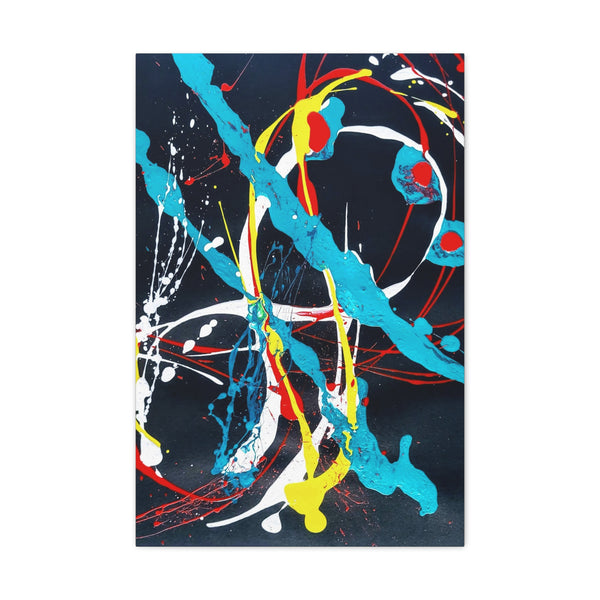 Abstract Wallart Black Canvas Print Bold Art  White Yellow Blue Red Print  Eight Times Two by D.V.L