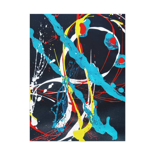 Abstract Wallart Black Canvas Print Bold Art  White Yellow Blue Red Print  Eight Times Two by D.V.L