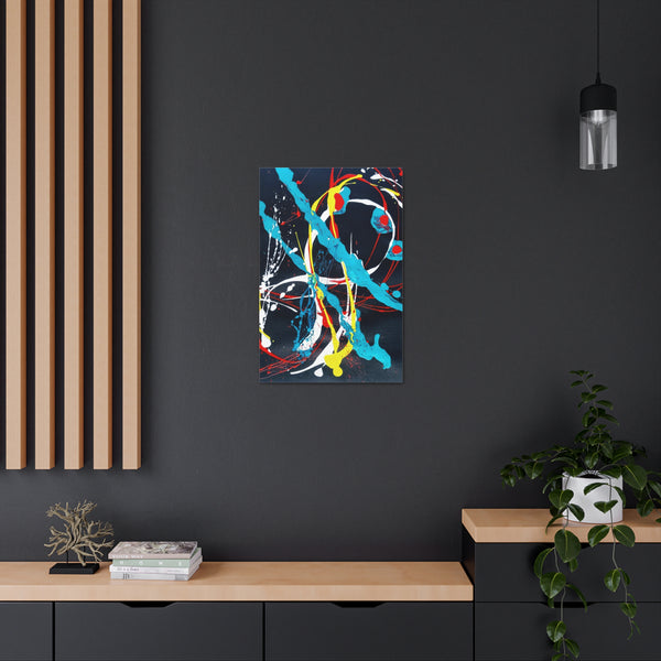 Abstract Wallart Black Canvas Print Bold Art  White Yellow Blue Red Print  Eight Times Two by D.V.L