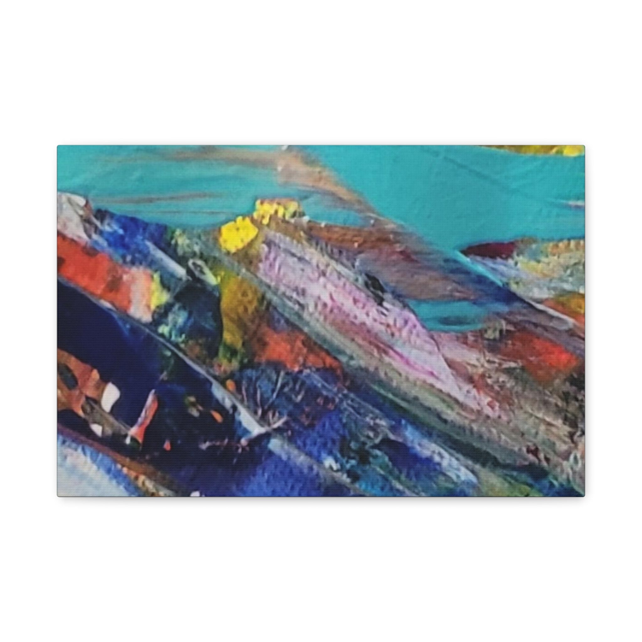 Wall Art Abstract Colorful Seaside Shore Scene Coastal Canvas Print Sliding Shore   DVL