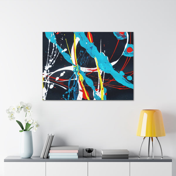 Abstract Wallart Black Canvas Print Bold Art  White Yellow Blue Red Print  Eight Times Two by D.V.L