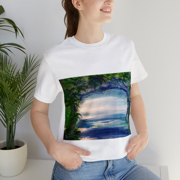 SECRET ISLAND CAVE 1 Wearable Art Unisex Jersey Short Sleeve Tee