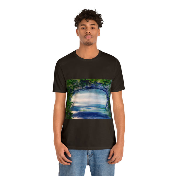 SECRET ISLAND CAVE 1 Wearable Art Unisex Jersey Short Sleeve Tee